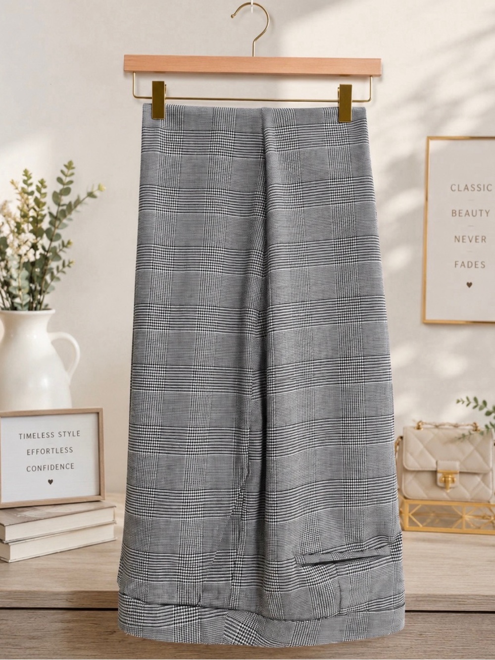 Jones New York Black and White Houndstooth Stretch Trousers
